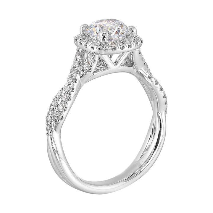 14Kt White Semi Mount 1/3Ctw For 1Ct Round Center