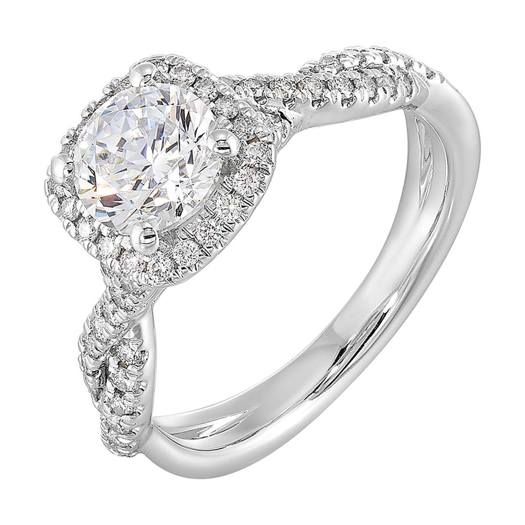 14Kt White Semi Mount 1/3Ctw For 1Ct Round Center