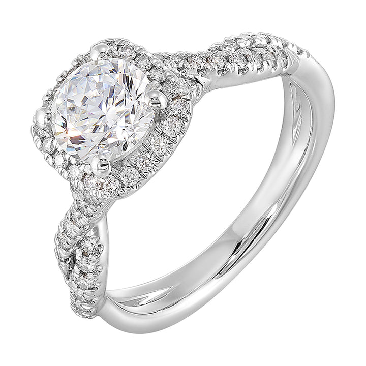14Kt White Semi Mount 1/3Ctw For 1Ct Round Center