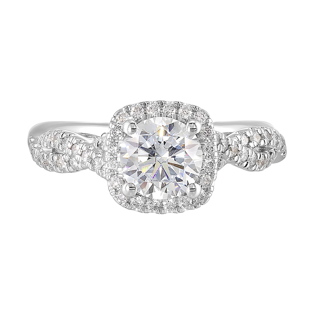 14Kt White Semi Mount 1/3Ctw For 1Ct Round Center