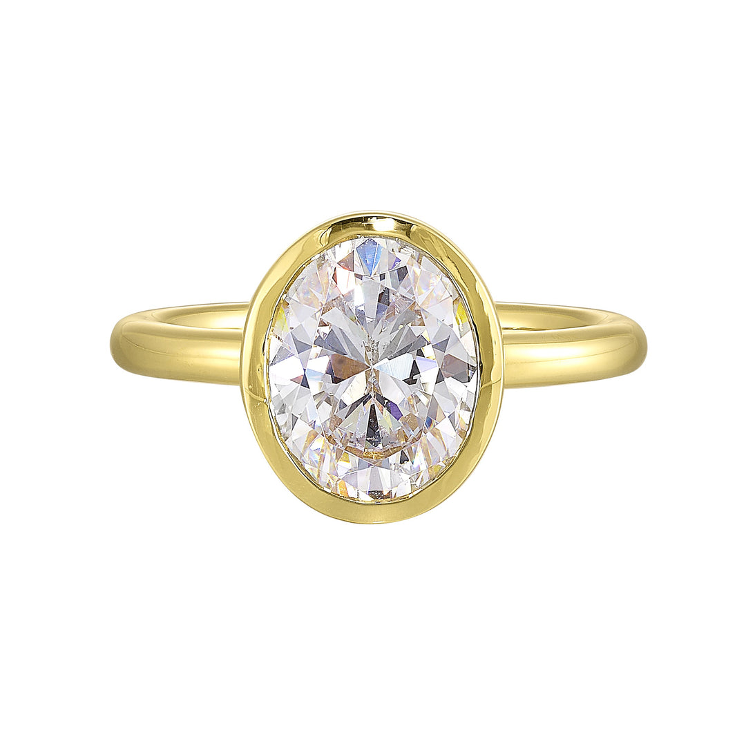 14Kt Yellow Semi Mount For 2 1/2Ct Oval Center