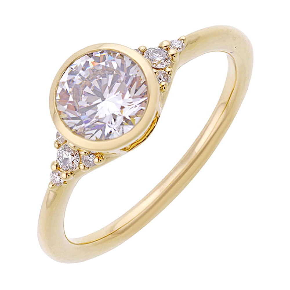 14Kt Yellow Semi Mount 1/10Ctw For 1Ct Round Center