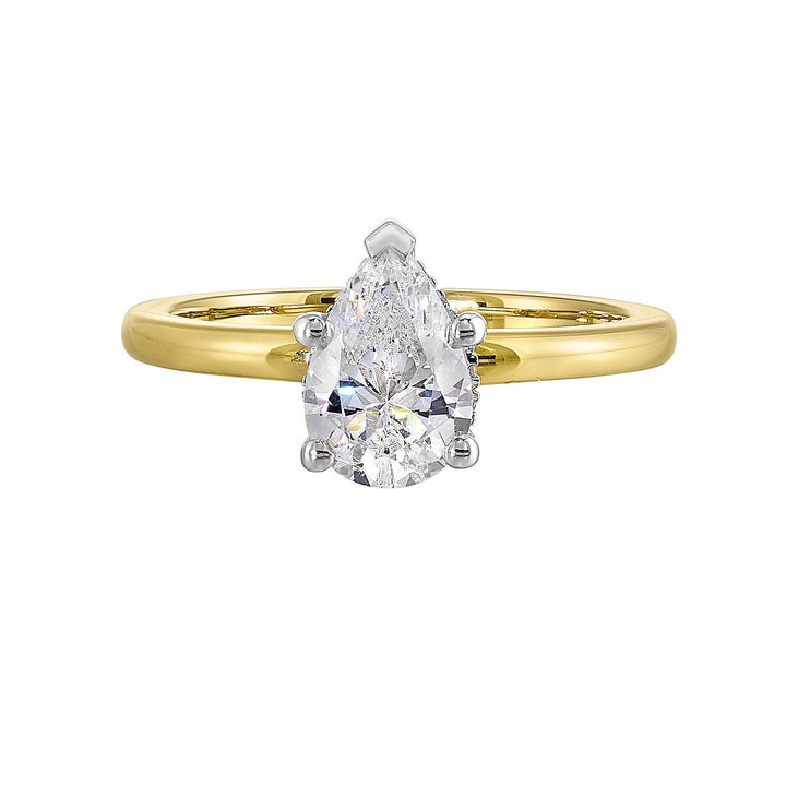14Kt White Yellow Semi Mount 1/20Ctw For 1 1/2Ct Pear Center