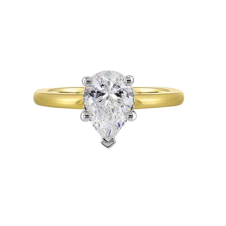 14Kt White Yellow Semi Mount 1/20Ctw For 1 1/2Ct Pear Center