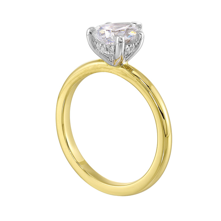 14Kt White Yellow Semi Mount 1/20Ctw For 1 1/2Ct Pear Center