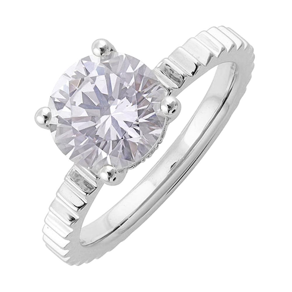 14Kt White Semi Mount 1/15Ctw For 2Ct Round Center