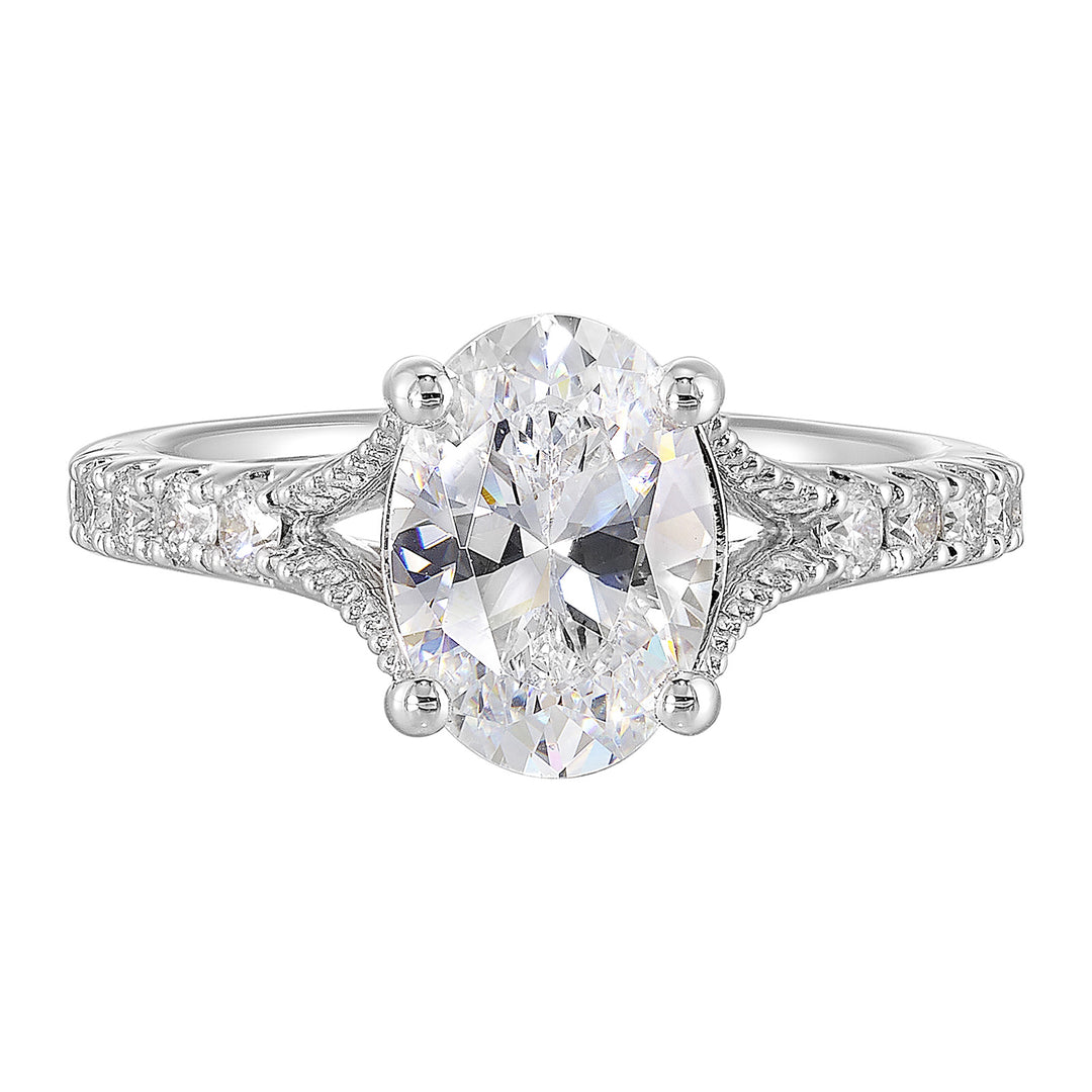 14Kt White Semi Mount 1/3Ctw For 2Ct Oval Center