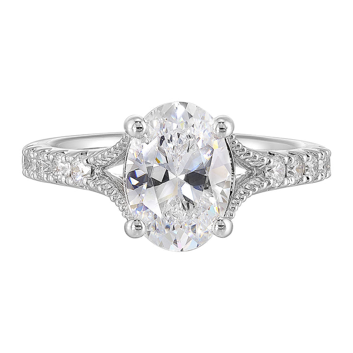 14Kt White Semi Mount 1/3Ctw For 2Ct Oval Center