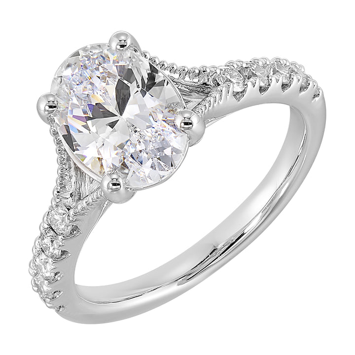 14Kt White Semi Mount 1/3Ctw For 2Ct Oval Center