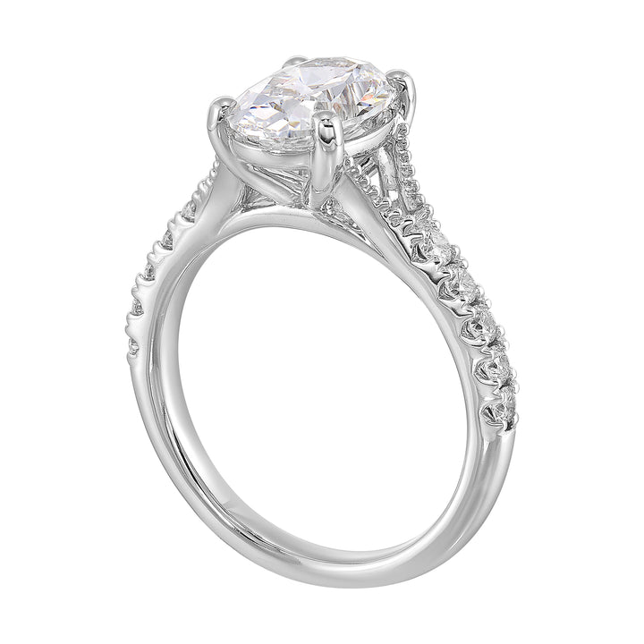 14Kt White Semi Mount 1/3Ctw For 2Ct Oval Center