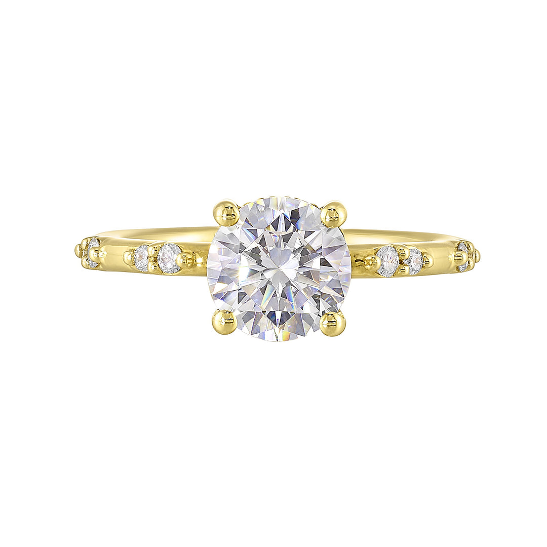 14Kt Yellow Semi Mount 1/6Ctw For 1 1/2Ct Round Center