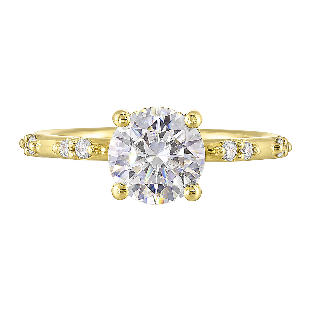 14Kt Yellow Semi Mount 1/6Ctw For 1 1/2Ct Round Center