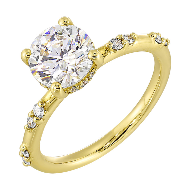 14Kt Yellow Semi Mount 1/6Ctw For 1 1/2Ct Round Center