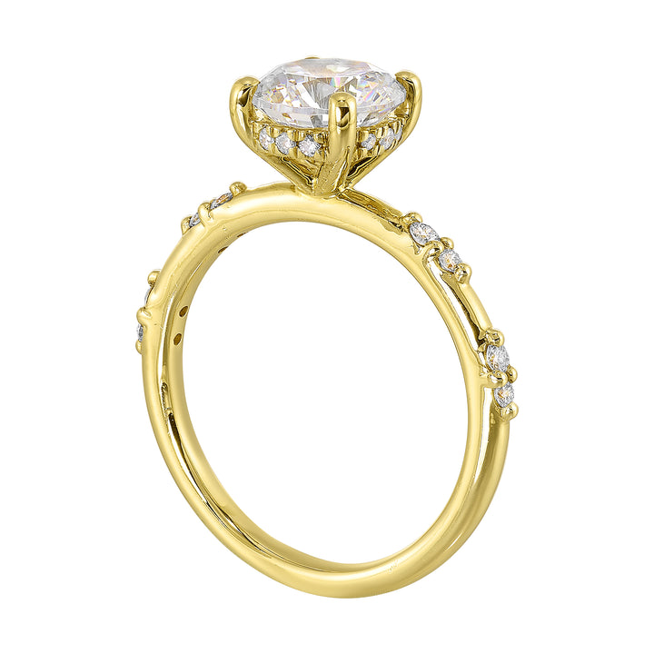14Kt Yellow Semi Mount 1/6Ctw For 1 1/2Ct Round Center