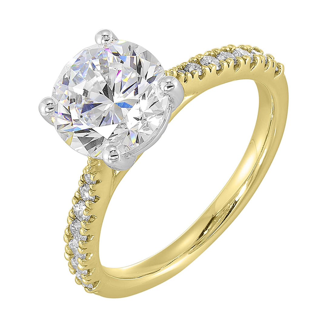 14Kt White Yellow Semi Mount 1/4Ctw For 1 1/2Ct Round Center
