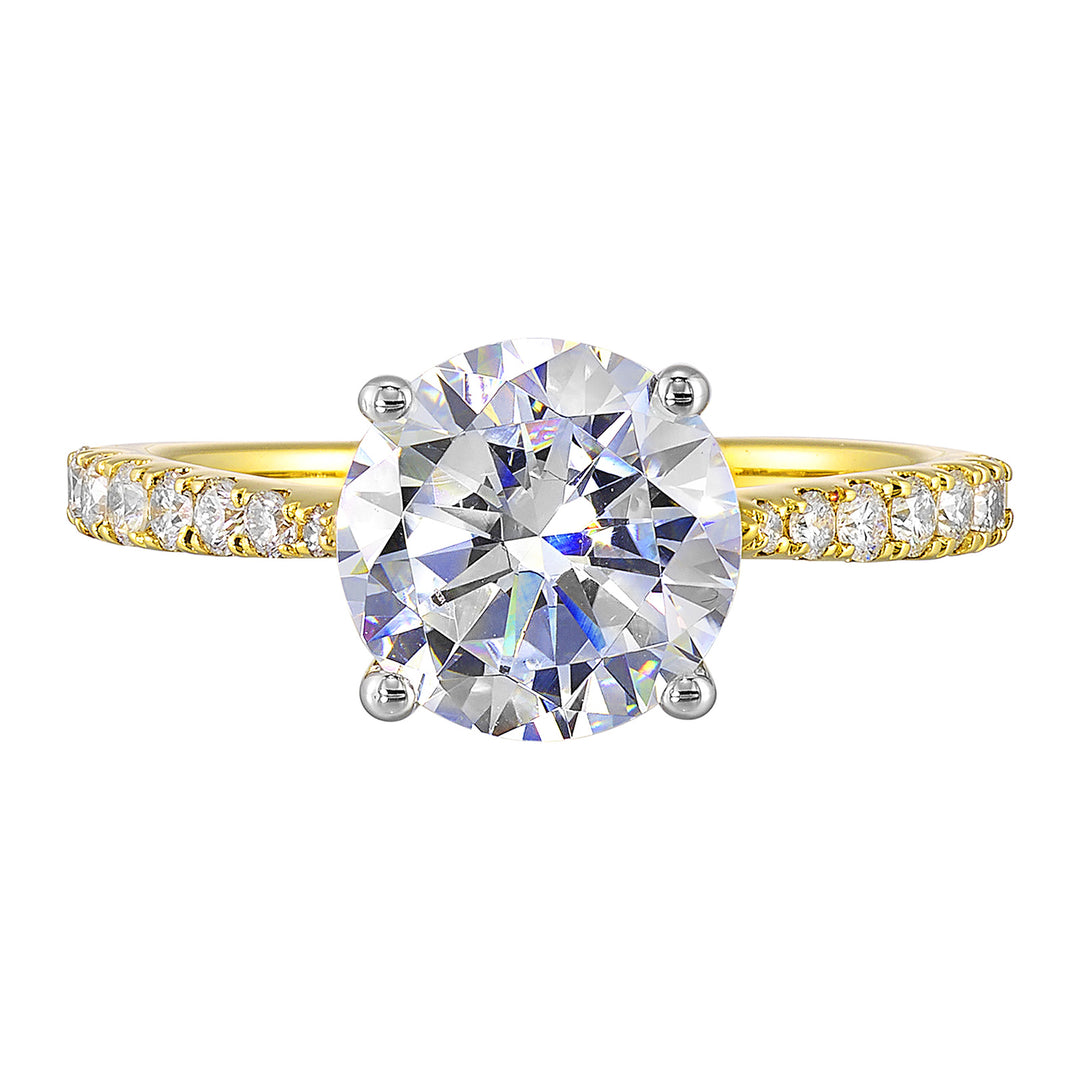 14Kt White Yellow Semi Mount 1/4Ctw For 2Ct Round Center