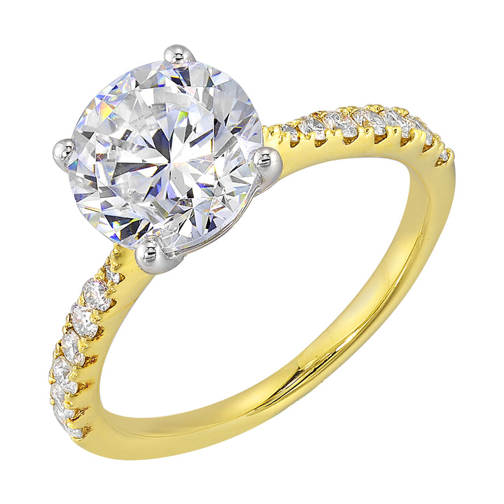 14Kt White Yellow Semi Mount 1/4Ctw For 2Ct Round Center