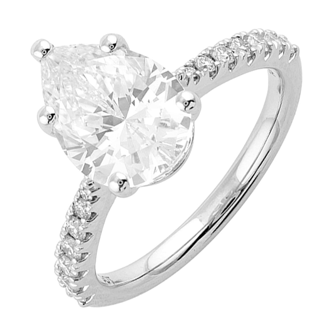 14Kt White Semi Mount 1/4Ctw For 2Ct Pear Center