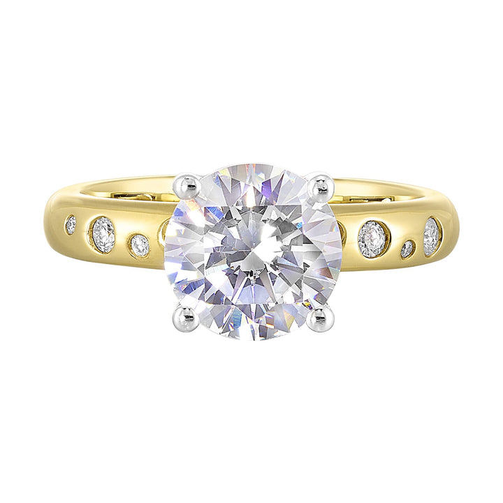 14Kt White Yellow Semi Mount 1/10Ctw For 1 1/2Ct Round Center