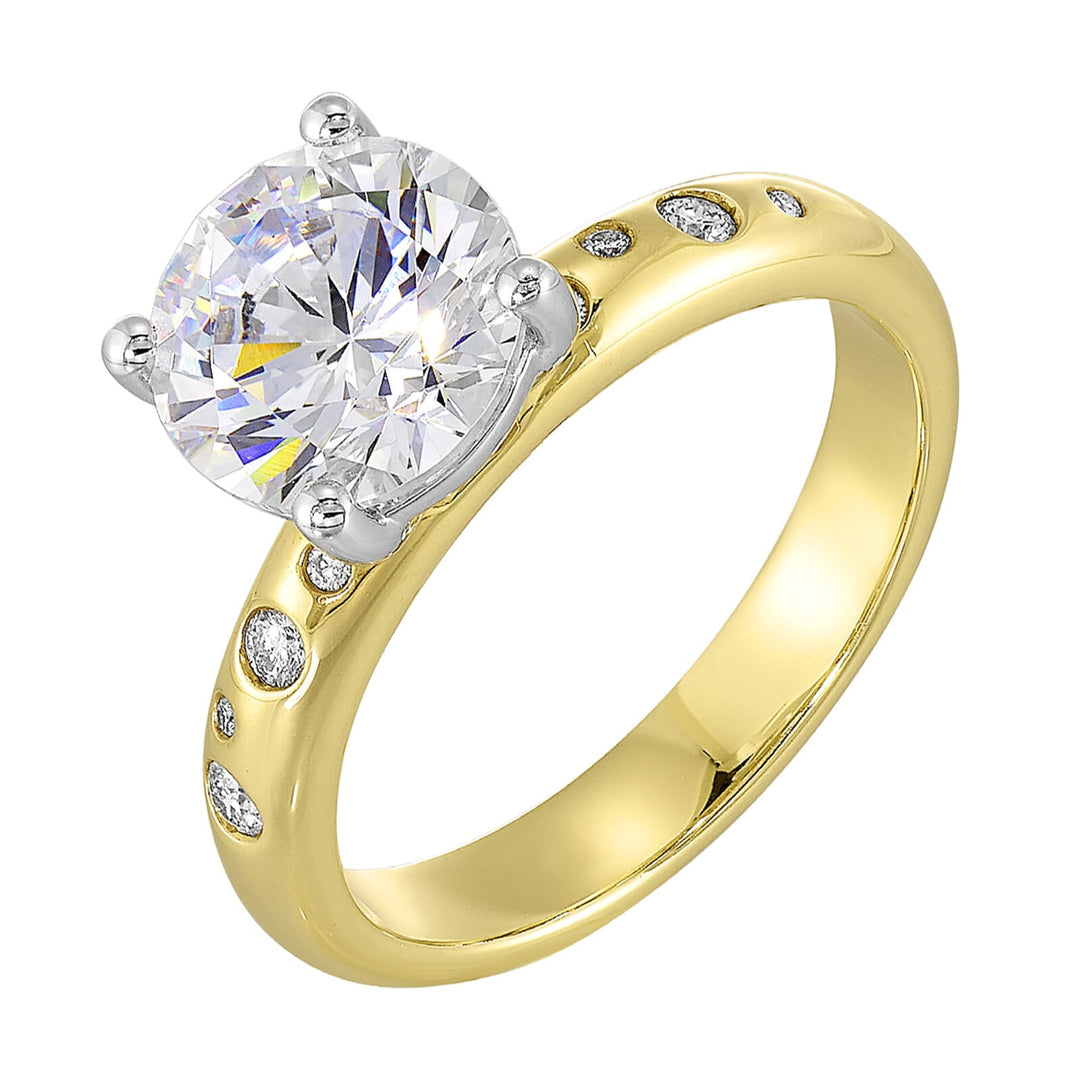 14Kt White Yellow Semi Mount 1/10Ctw For 1 1/2Ct Round Center