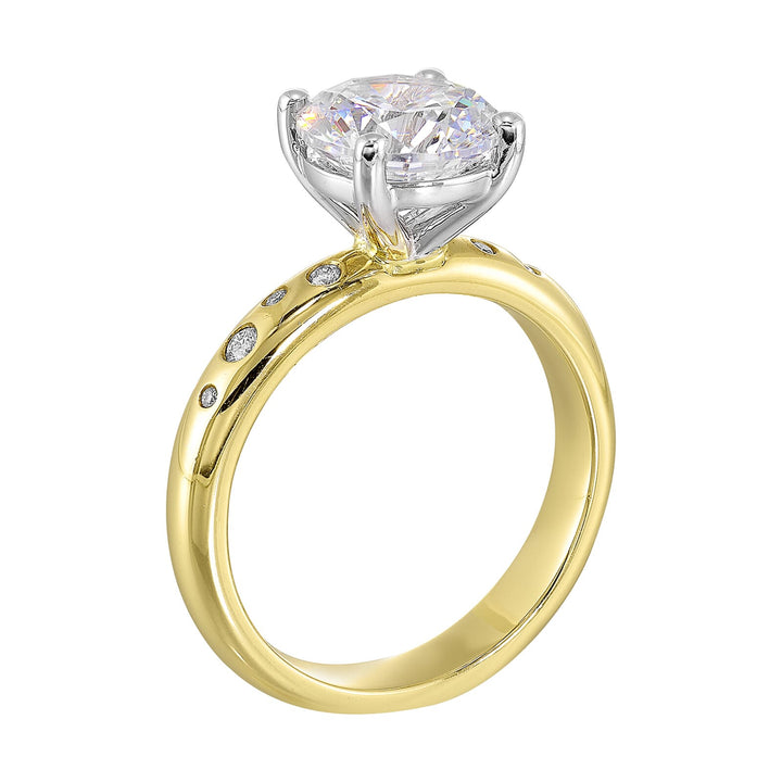 14Kt White Yellow Semi Mount 1/10Ctw For 1 1/2Ct Round Center