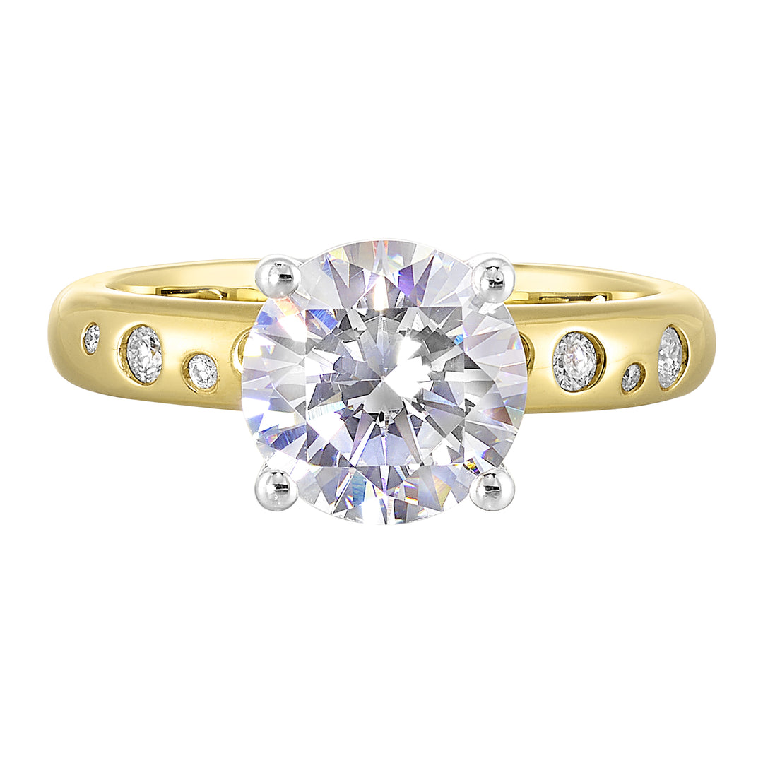 14Kt Whiite Yellow Semi Mount 1/10Ctw For 2Ct Round Center