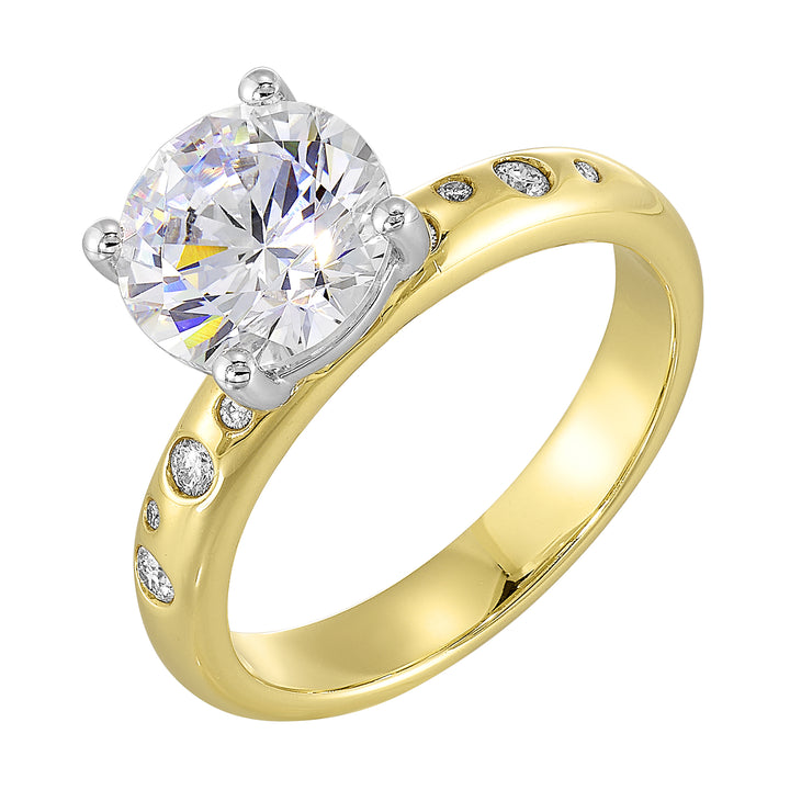 14Kt Whiite Yellow Semi Mount 1/10Ctw For 2Ct Round Center