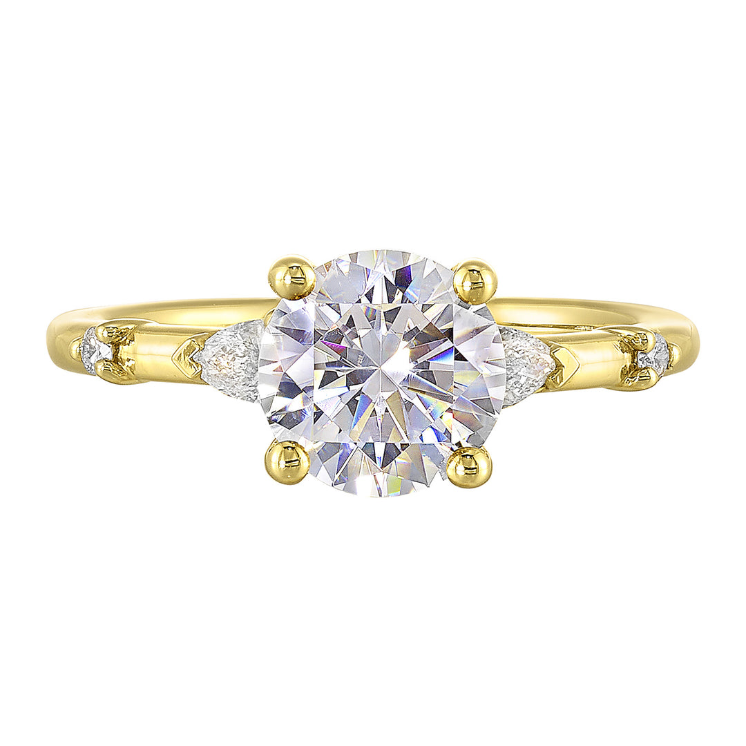 14Kt Yellow Semi Mount 1/5Ctw For 1 1/2Ct Round Center