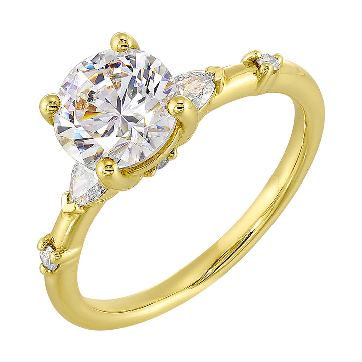 14Kt Yellow Semi Mount 1/5Ctw For 1 1/2Ct Round Center