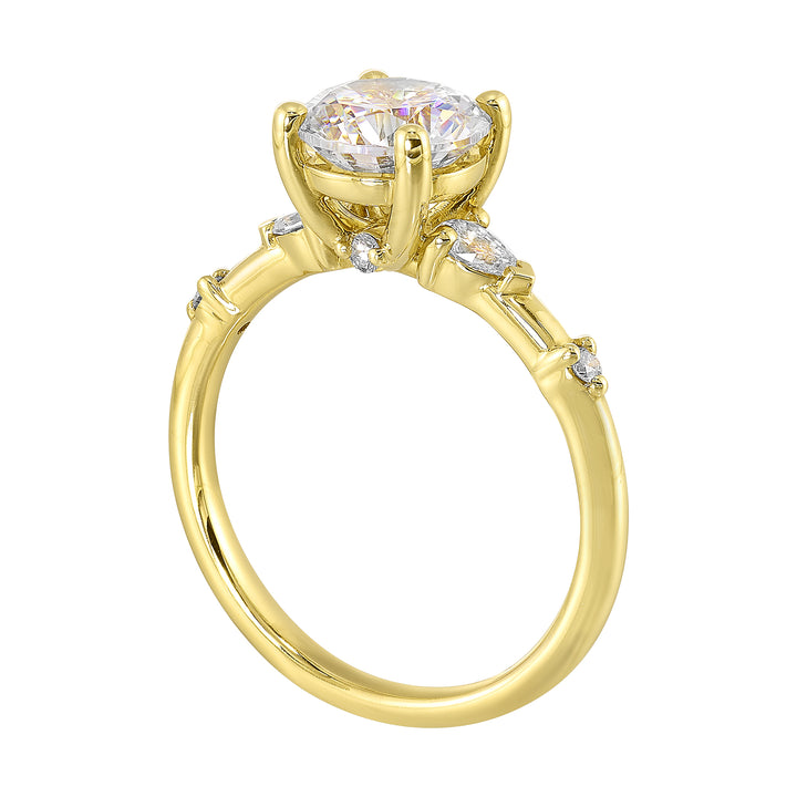14Kt Yellow Semi Mount 1/5Ctw For 1 1/2Ct Round Center