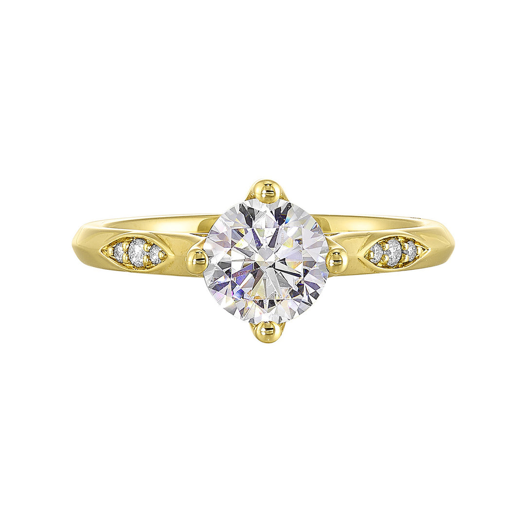 14Kt Yellow Semi Mount 1/20Ctw For 1Ct Round Center