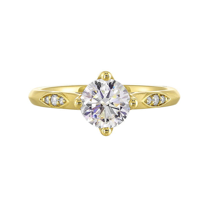 14Kt Yellow Semi Mount 1/20Ctw For 1Ct Round Center
