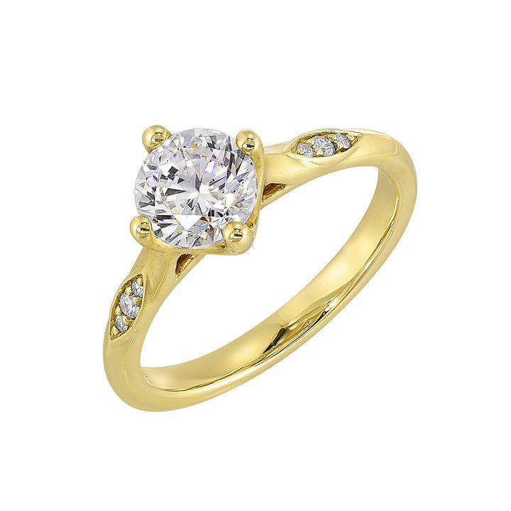 14Kt Yellow Semi Mount 1/20Ctw For 1Ct Round Center