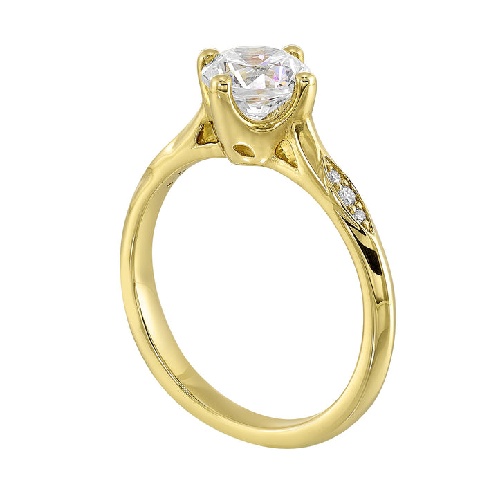14Kt Yellow Semi Mount 1/20Ctw For 1Ct Round Center