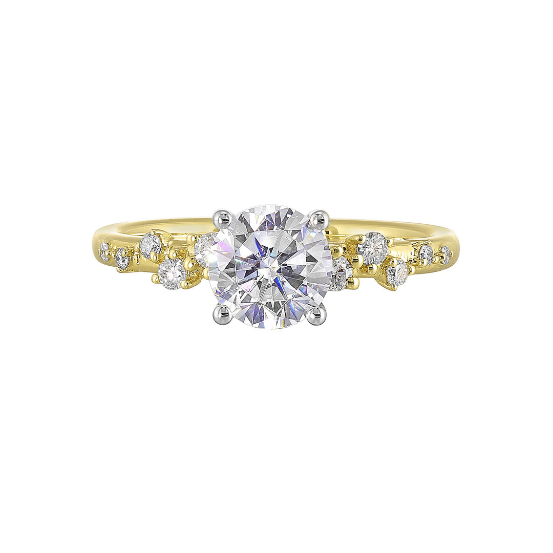 14Kt White Yellow Semi Mount 1/5Ctw For 2Ct Round Center