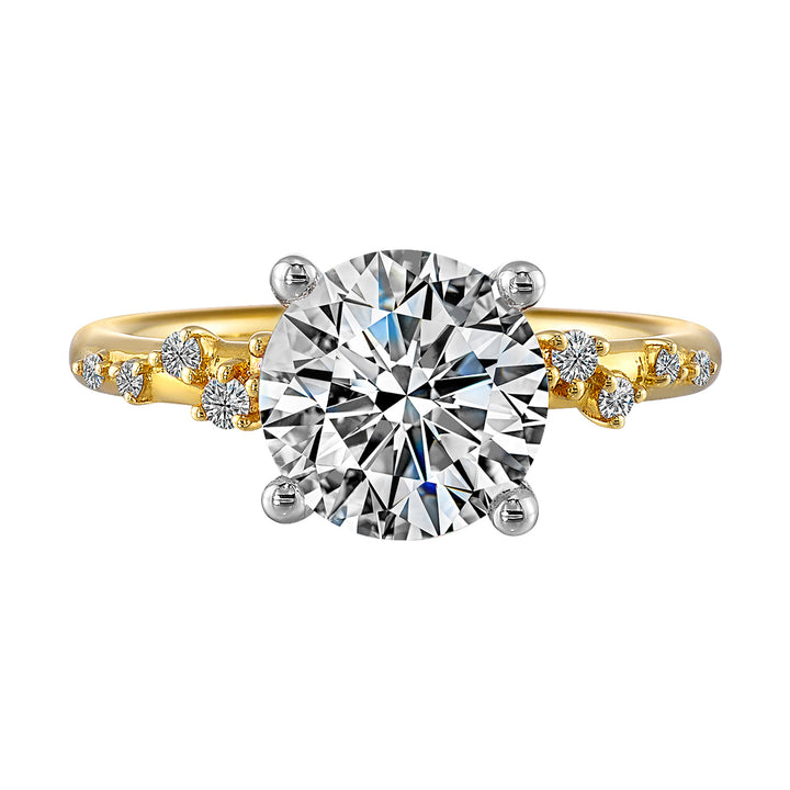 14Kt White Yellow Semi Mount 1/5Ctw For 2Ct Round Center