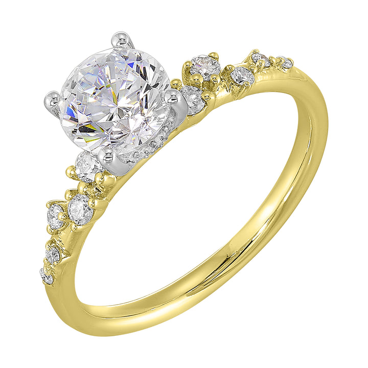 14Kt White Yellow Semi Mount 1/5Ctw For 2Ct Round Center