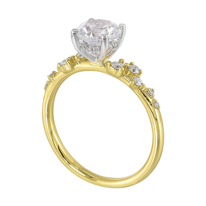 14Kt White Yellow Semi Mount 1/5Ctw For 2Ct Round Center