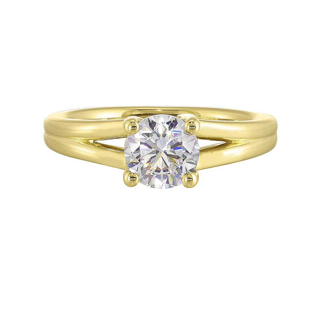 14Kt Yellow Semi Mount 1/20Ctw For 1Ct Round Center