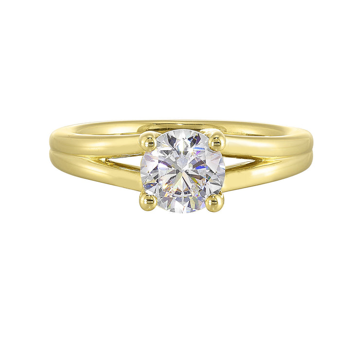 14Kt Yellow Semi Mount 1/20Ctw For 1Ct Round Center