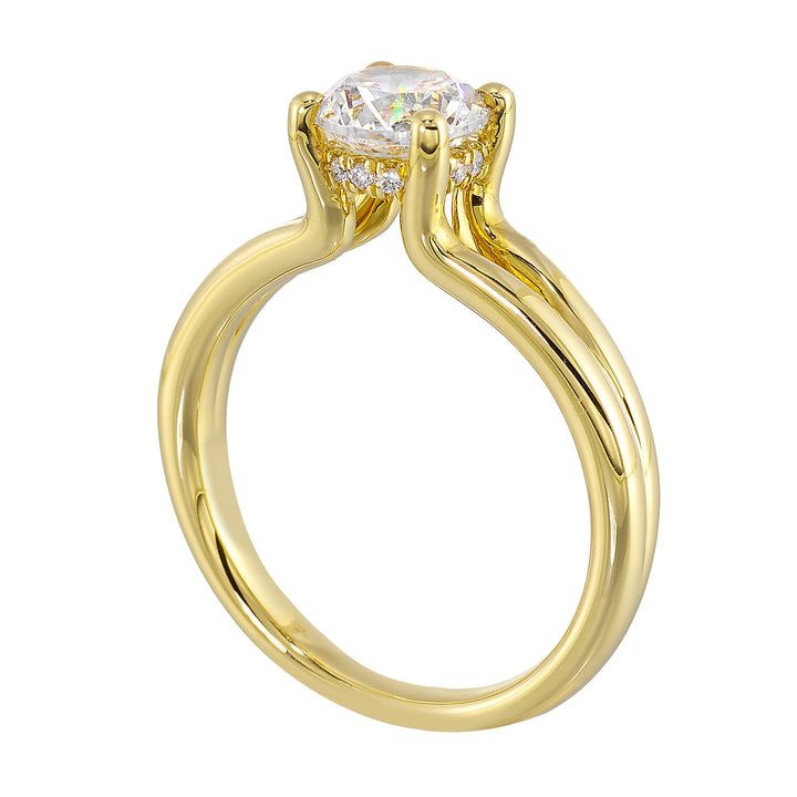 14Kt Yellow Semi Mount 1/20Ctw For 1Ct Round Center
