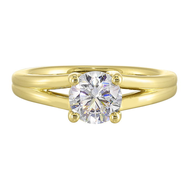 14Kt Yellow Semi Mount 1/20Ctw For 1Ct Round Center