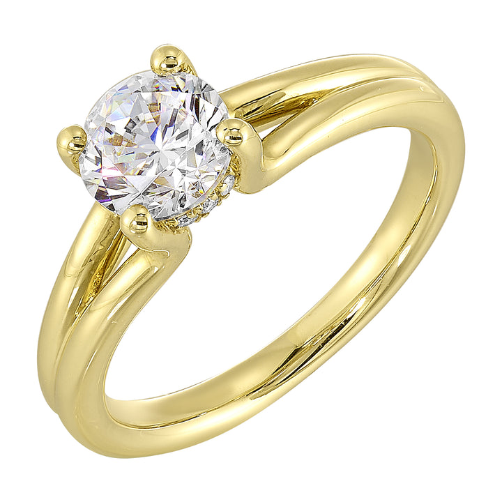 14Kt Yellow Semi Mount 1/20Ctw For 1Ct Round Center