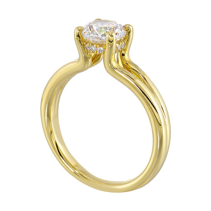 14Kt Yellow Semi Mount 1/20Ctw For 1Ct Round Center