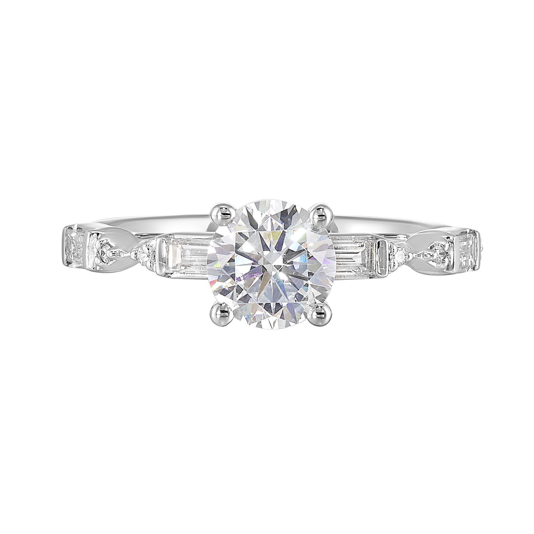 14Kt White Semi Mount 1/3Ctw For 1Ct Round Center