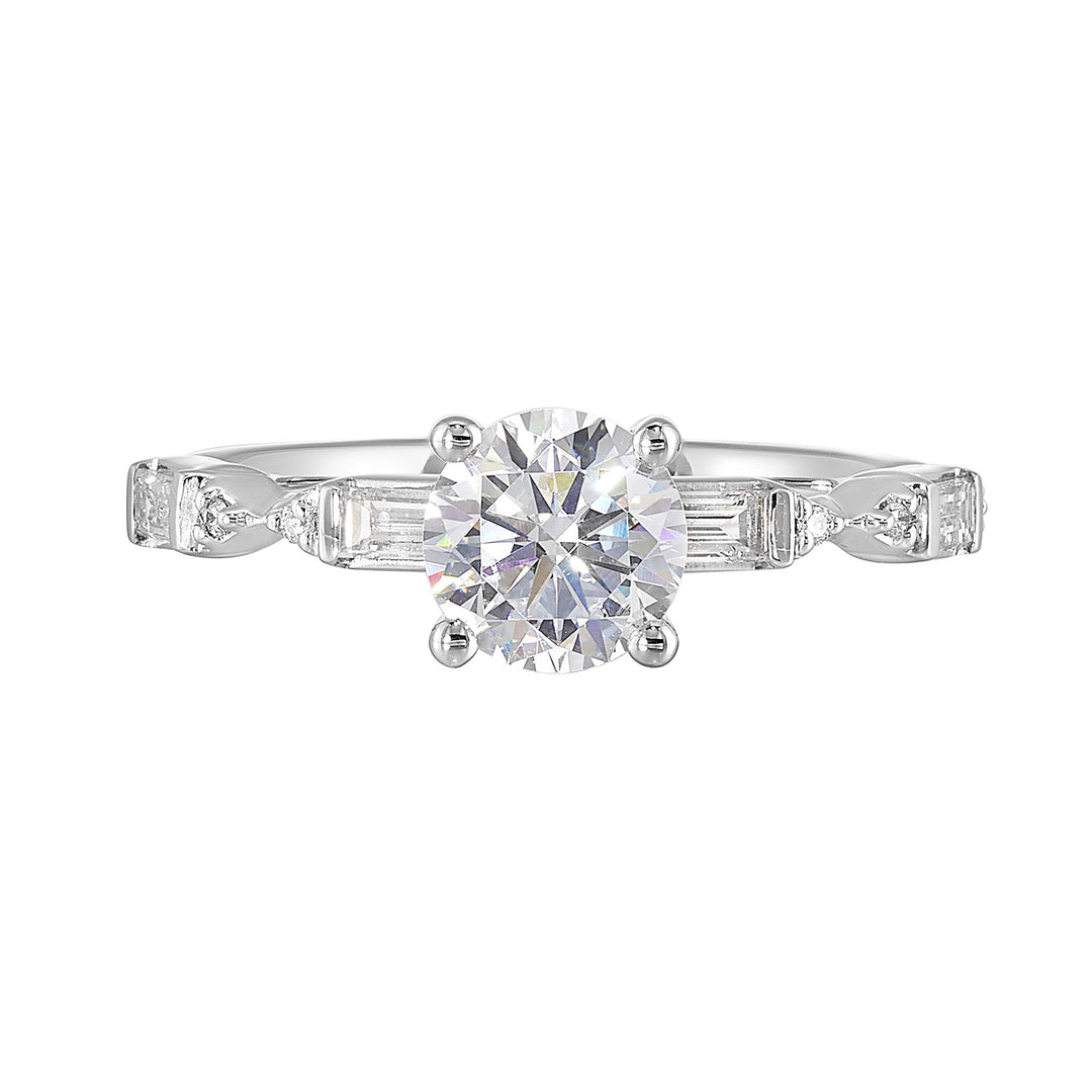 14Kt White Semi Mount 1/3Ctw For 1Ct Round Center