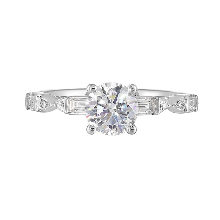 14Kt White Semi Mount 1/3Ctw For 1Ct Round Center