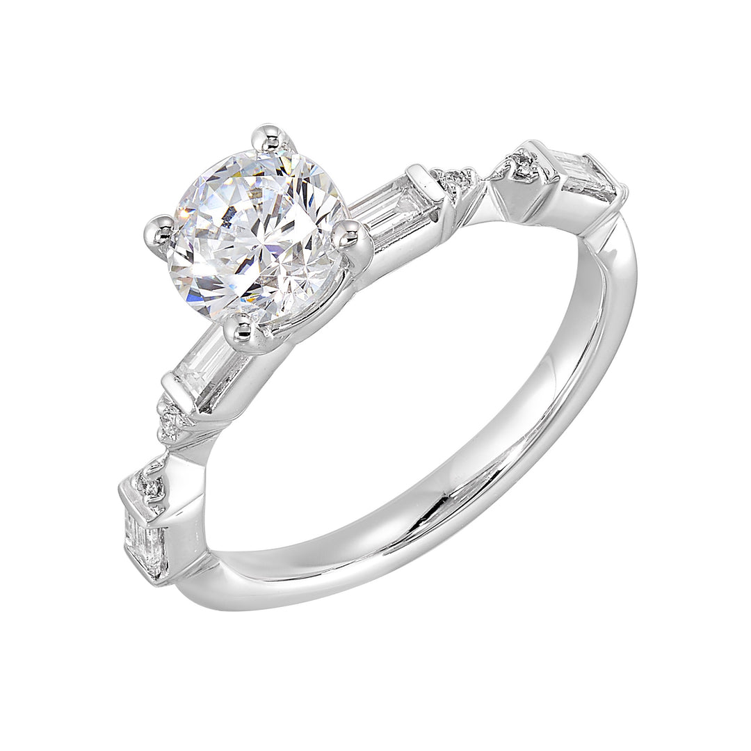 14Kt White Semi Mount 1/3Ctw For 1Ct Round Center