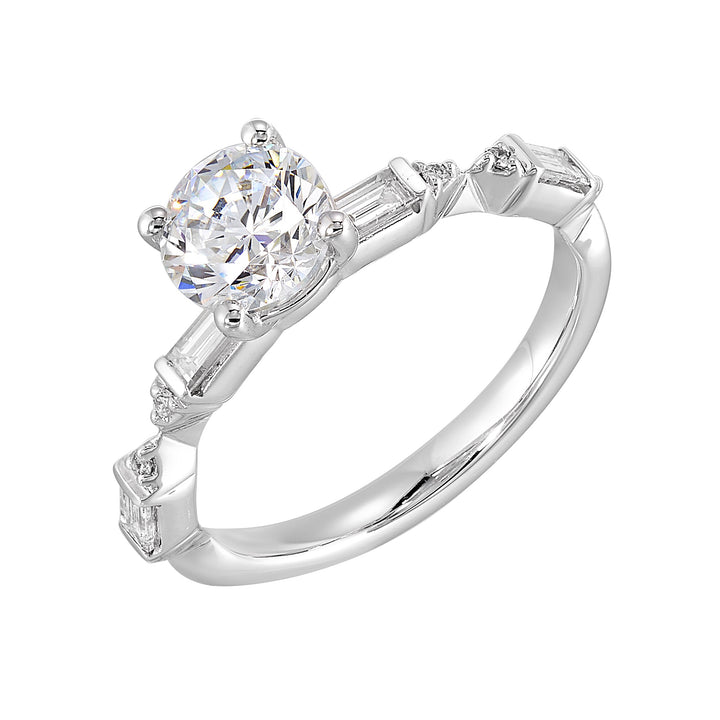 14Kt White Semi Mount 1/3Ctw For 1Ct Round Center