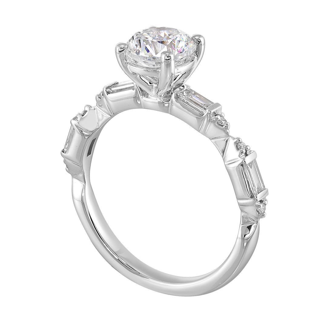 14Kt White Semi Mount 1/3Ctw For 1Ct Round Center